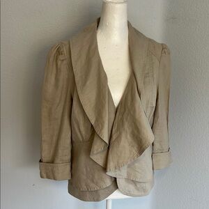 INC International Concepts Linen Jacket Front Draping Eyelet Closure Size Medium